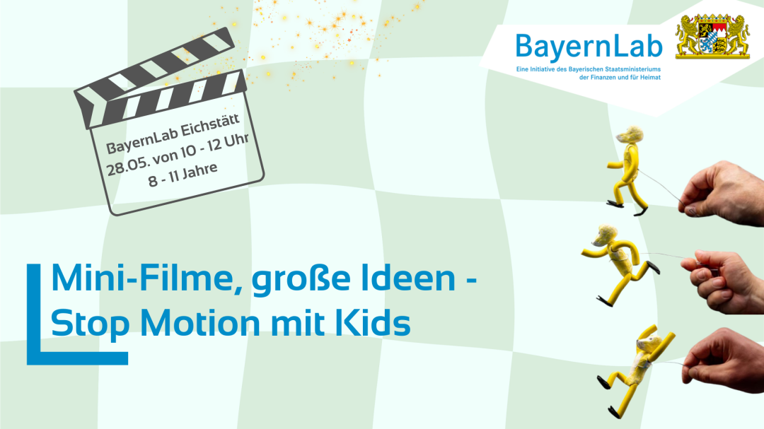 Ein Veranstaltungsposter für den Stop Motion-Workshop in den Pfingstferien